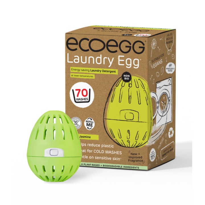 Detergent rufe tip ou, EcoEgg, Jasmine, 70 spalari, Verde