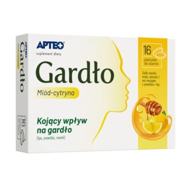Пастили за гърло, Аптео, Мед, Лимон, 16 табл - eMAG.bg