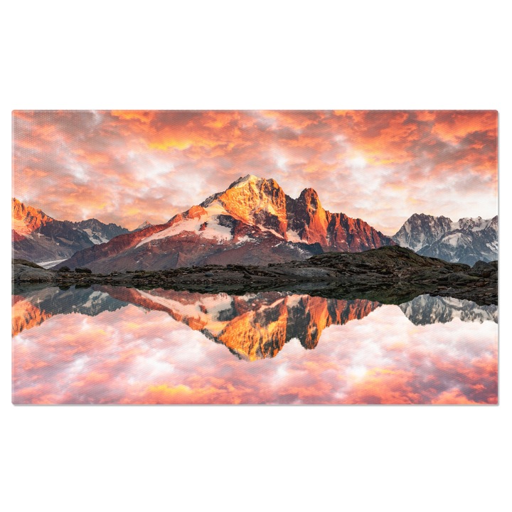 Картина на платно: Идиличен изглед към езерото Блан от Шамони - Франция, планина, пътуване, природа 140x90CM