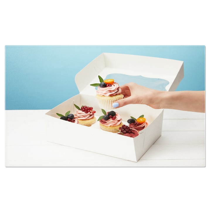 Tablou Canvas: Deserturi Fructate, Cupcakes si Rodii - Dulce, Fructe, Delicios 70x50CM