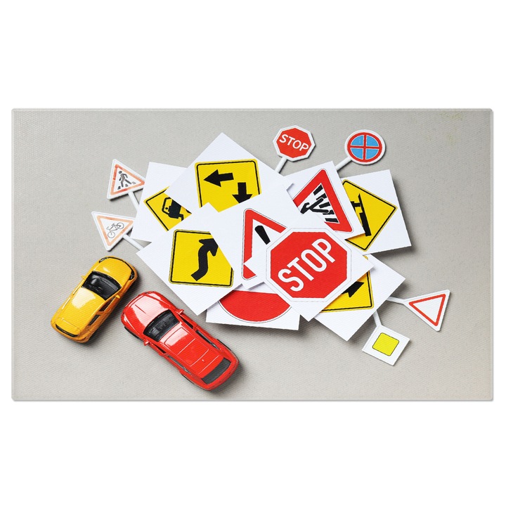 Картина на платно: Обучение по пътна безопасност - Пътна безопасност, трафик, обучение 40x25CM