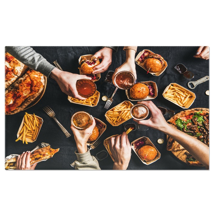Tablou Canvas: Bucurie in Gust - Fast-Food, Pizza, Bautura, Mancare 40x25CM