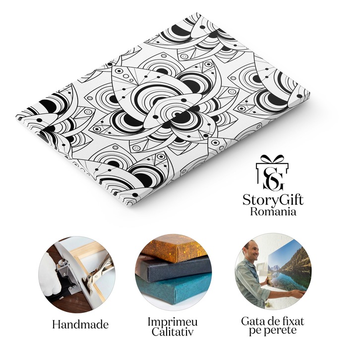 Vászonfestés: Lineáris design fekete-fehérben – Egyszerűség és szépség a részletekben 40x25cm
