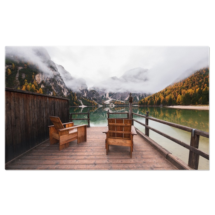 Картина на платно с мечтан пейзаж в Pragser Wildsee, Доломитите - спираща дъха дестинация 140x90CM