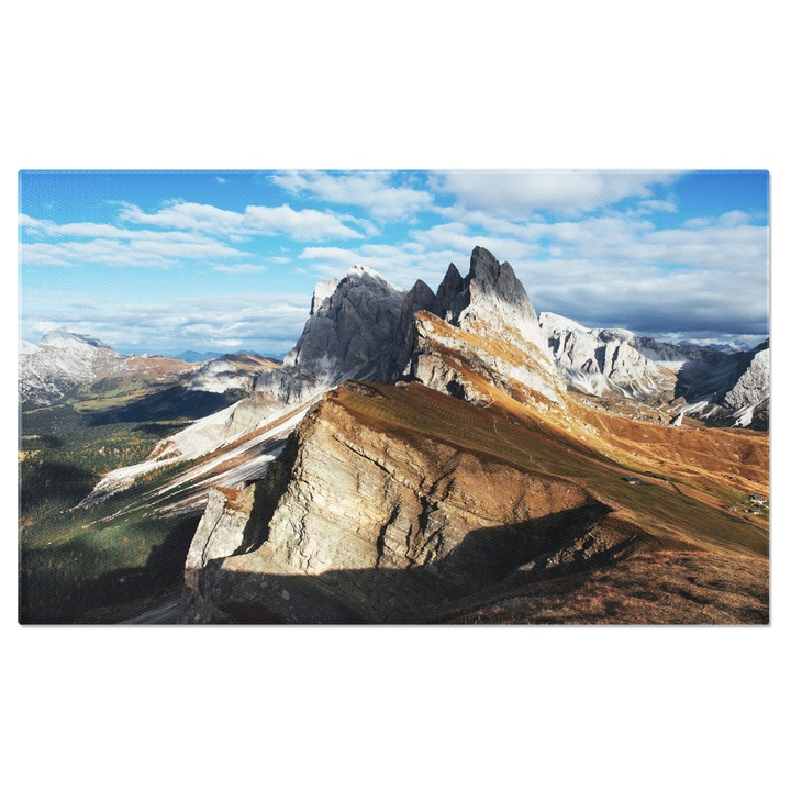 Картина на платно Пътуване в Южен Тирол - Впечатляващият пейзаж на Южен Тирол под яркото слънце 40x25CM