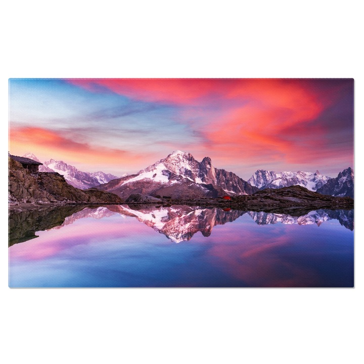 Vászonfestmény: Lake Cheserys, Mont Blanc, Franciaország - Alpesi tükröződések 90x60 cm