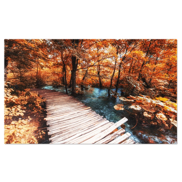 Vászonfestmény: Híd a tó felett természetes tájban 140x90cm