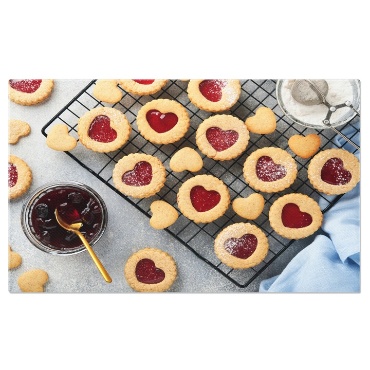 Картина на платно - Бисквитки и мармалад Linzer: Традиционни десерти в изискан пейзаж 40x25CM