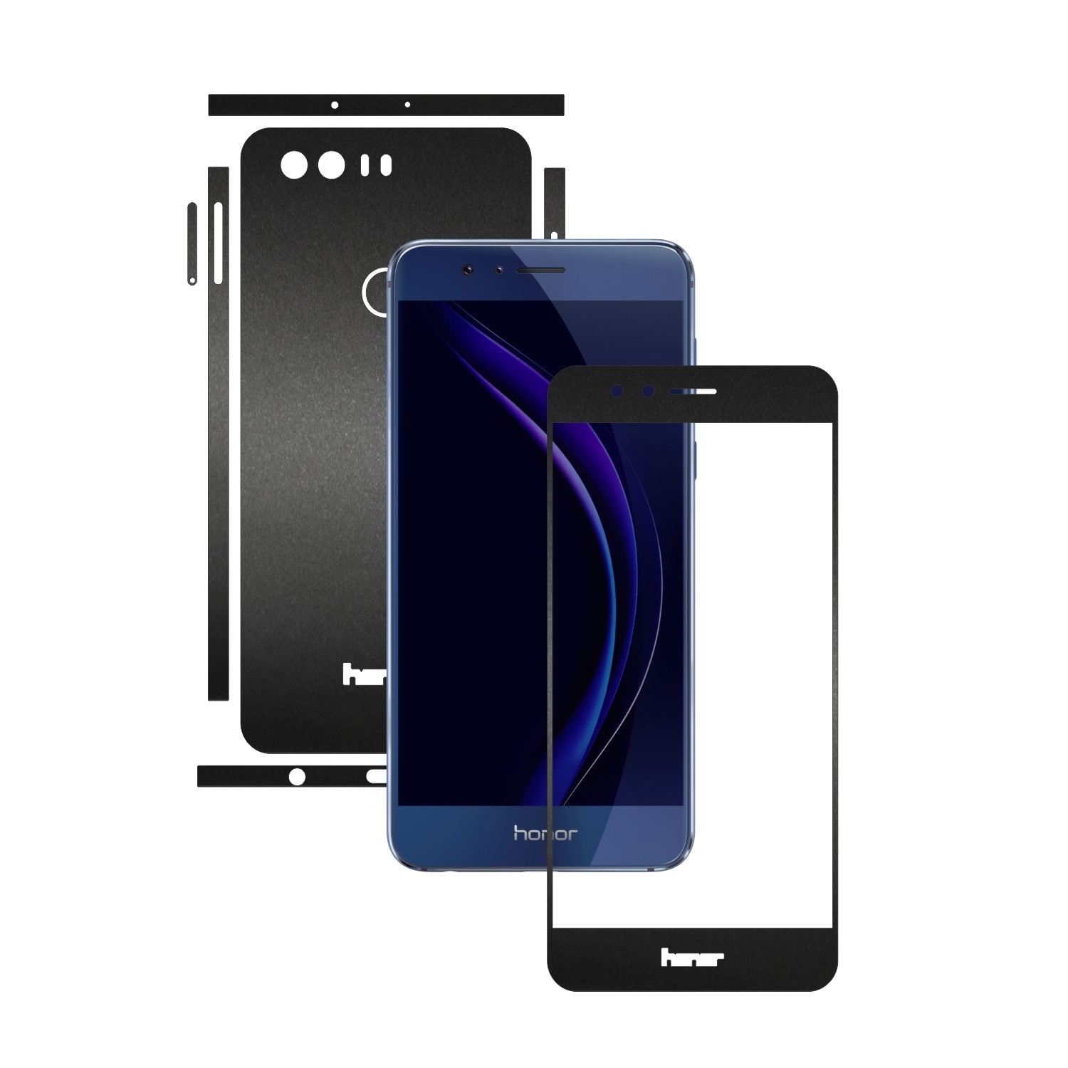 Folie de protectie Carbon Skinz, Husa de tip Skin Adeziv pentru Carcasa, Negru Mat dedicata Huawei Honor 8