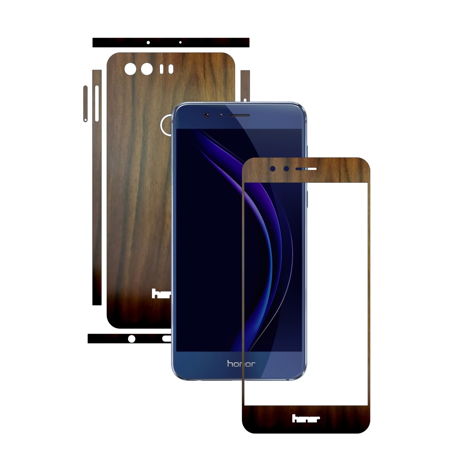 Folie de protectie Carbon Skinz, Husa de tip Skin Adeziv pentru Carcasa, Lemn Nuc Inchis dedicata Huawei Honor 8