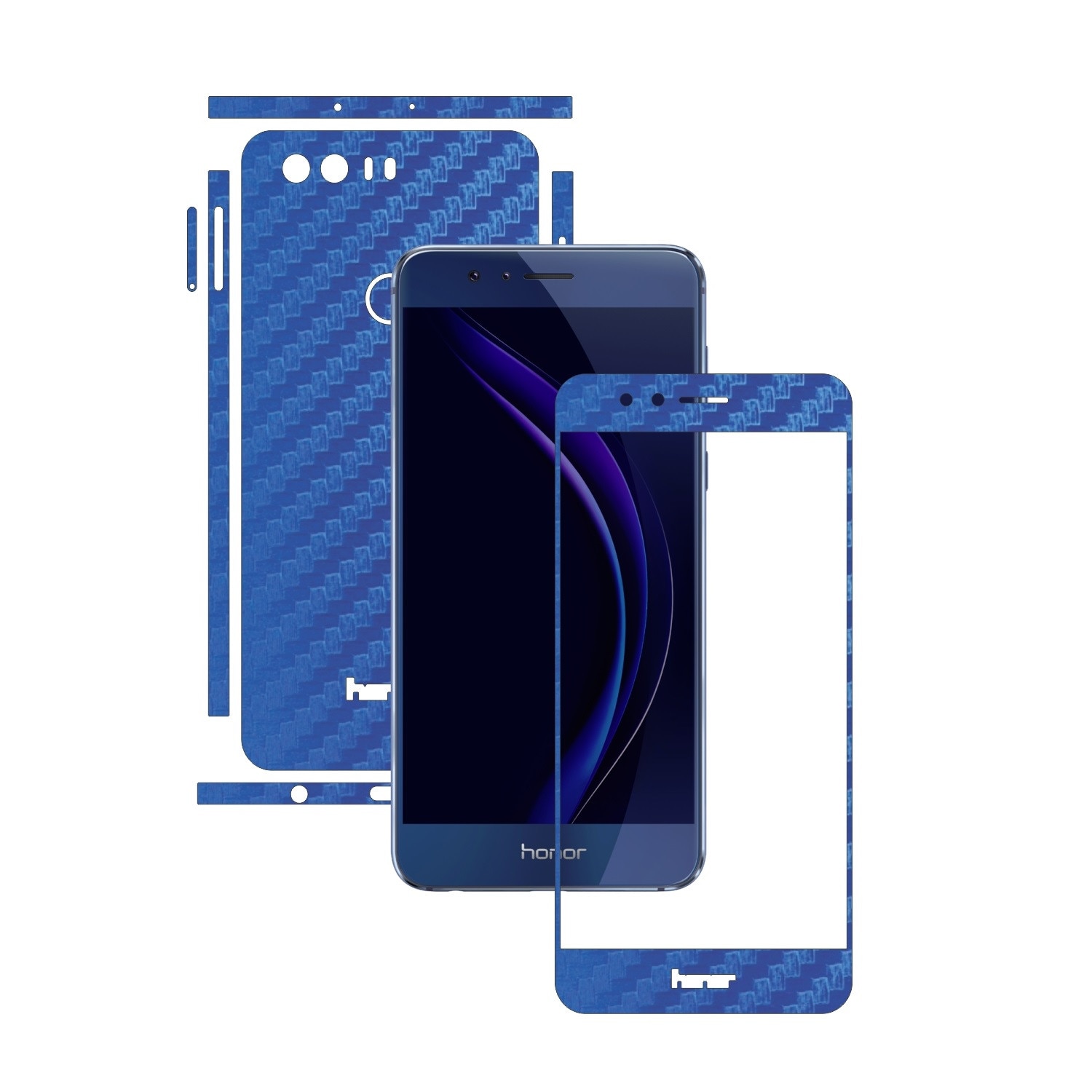 Folie de protectie Carbon Skinz, Husa de tip Skin Adeziv pentru Carcasa, Carbon Albastru dedicata Huawei Honor 8