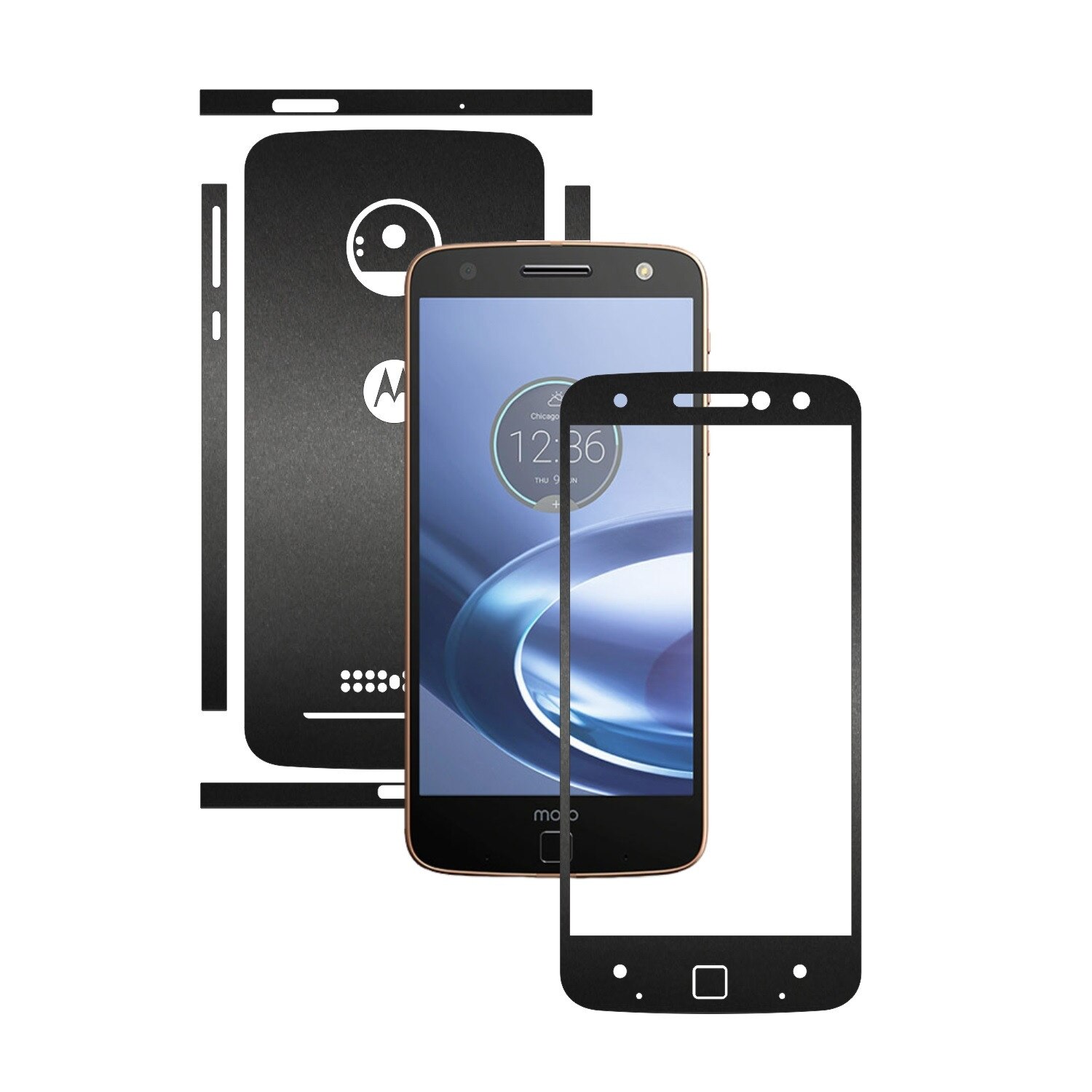 Folie de protectie Carbon Skinz, Husa de tip Skin Adeziv pentru Carcasa, Negru Mat dedicata Motorola Moto Z