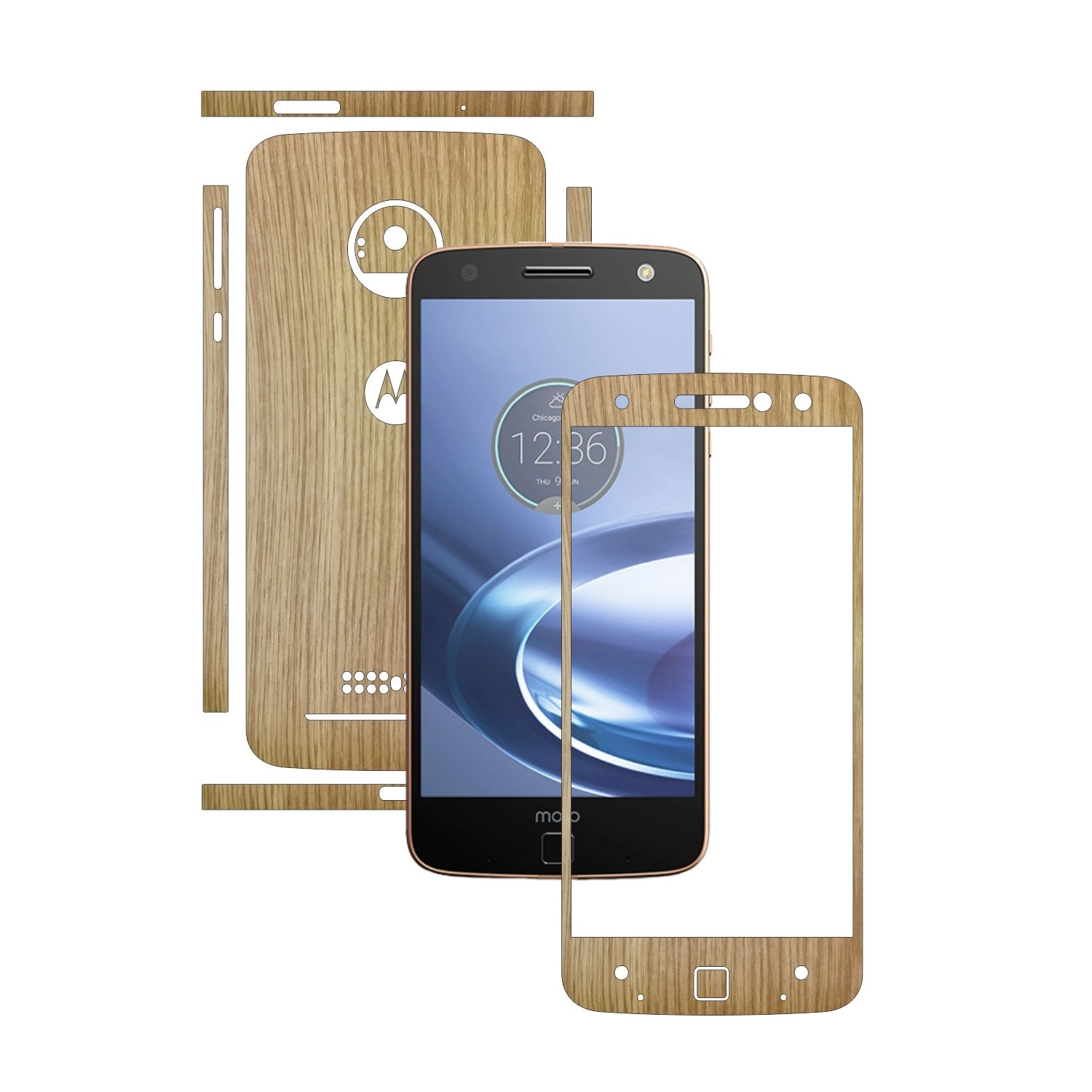 Folie de protectie Carbon Skinz, Husa de tip Skin Adeziv pentru Carcasa, Lemn Stejar dedicata Motorola Moto Z