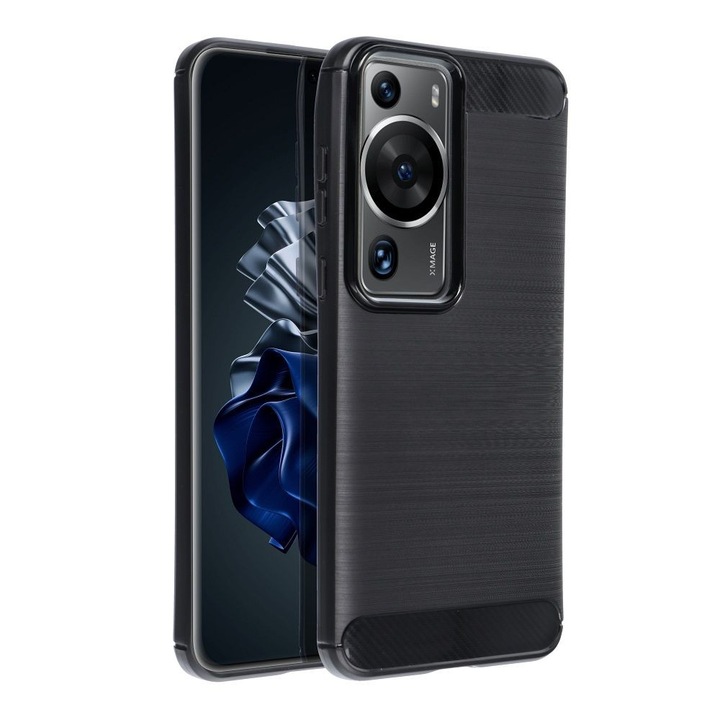 Huawei P60 / P60 Pro силиконов калъф, гръб, калъф за телефон, карбонов модел, черен, Forcell Carbon