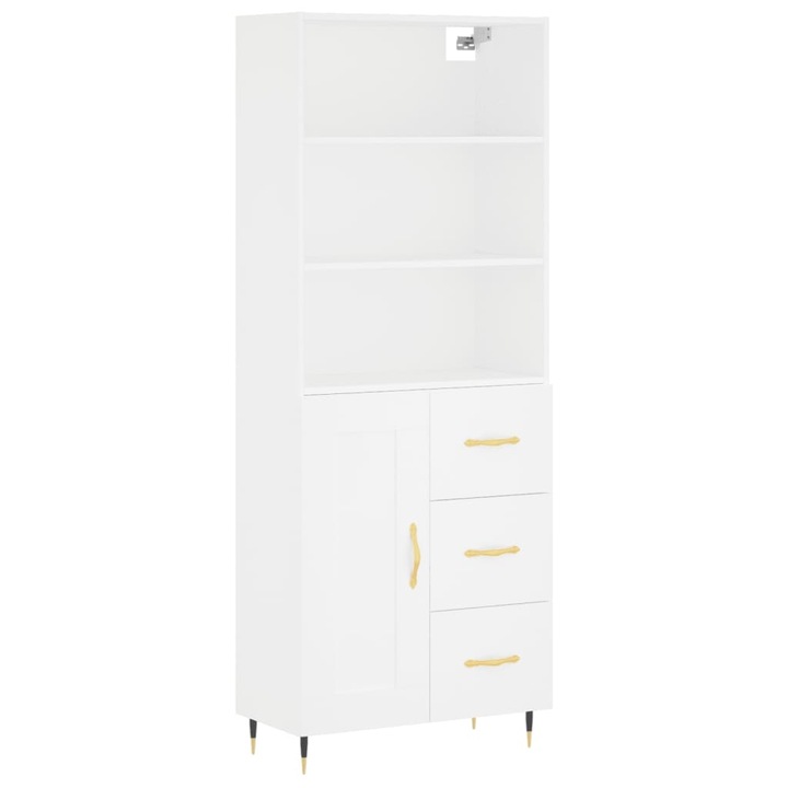 Dulap inalt vidaXL, alb, 69,5x34x180 cm, lemn compozit, 42.37 kg