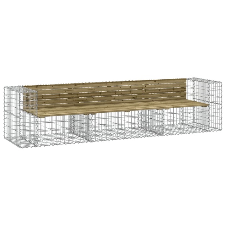 vidaXL tömör impregnált fenyőfa gabion kerti pad 287 x 71 x 65,5 cm 287 x 71 x 65,5 cm 37.15 kg