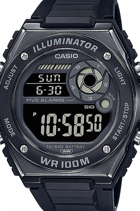 Casio, Електронен часовник с каишка от смола, Черен