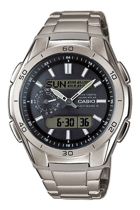 Casio, Часовник от неръждаема стомана със смесен циферблат, Сребрист