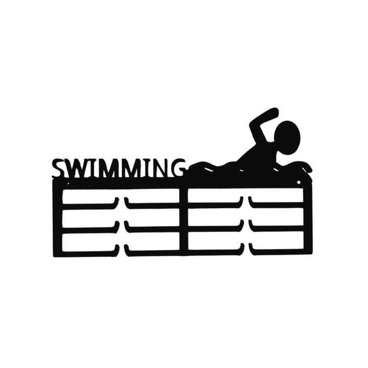 Éremtartó "SWIMMING", úszásszenvedély, sportolók 8,2 x 22 cm fekete