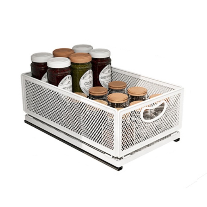 Многофункционален рафт с плъзгащи се чекмеджета, WALALLA, 40 см x 24 см x 15,5 см, бял