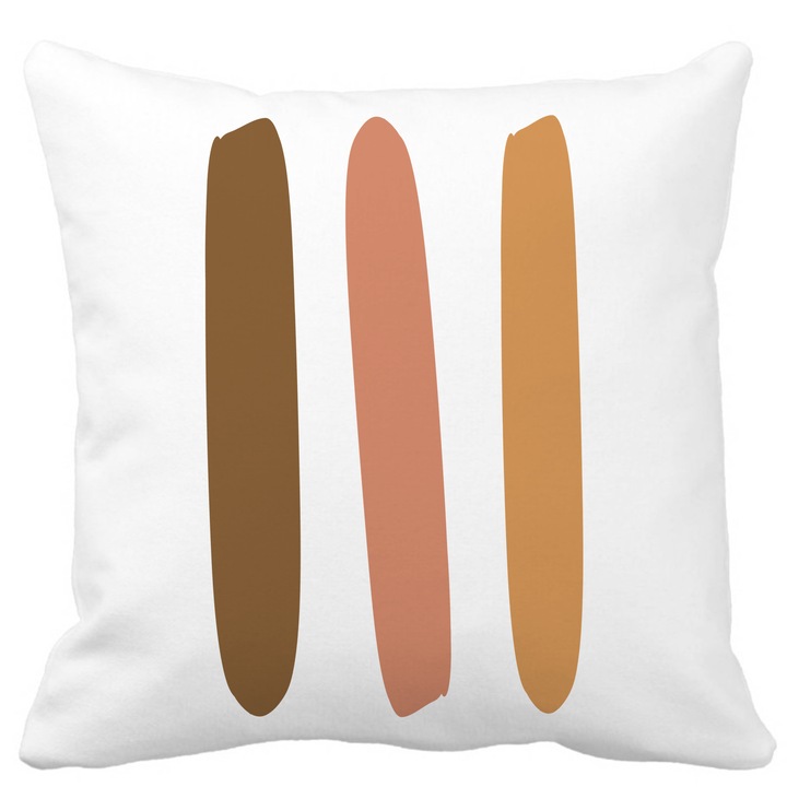 Absztrakt dekoratív párna 1,40x40 cm, fehér, matt, levehető huzat, fújtató