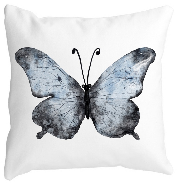 Párnahuzat, Butterfly 1, kék-fekete fehér, Mata, 40x40 cm