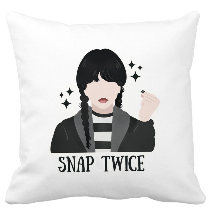 Párnahuzat, szerda Addams 6, fehér, matt, 40x40 cm