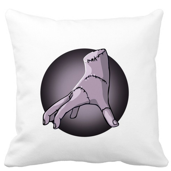 Párnahuzat, szerda Addams The Thing, fehér, matt, 40x40 cm