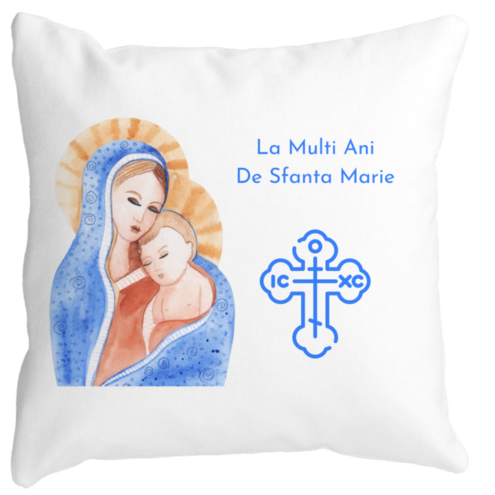 Fata de Perna, La multi ani de Sfanta Maria, Alba, Mata, 40x40 cm