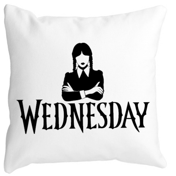 Párnahuzat, szerda Addams 4, fehér, matt, 40x40 cm