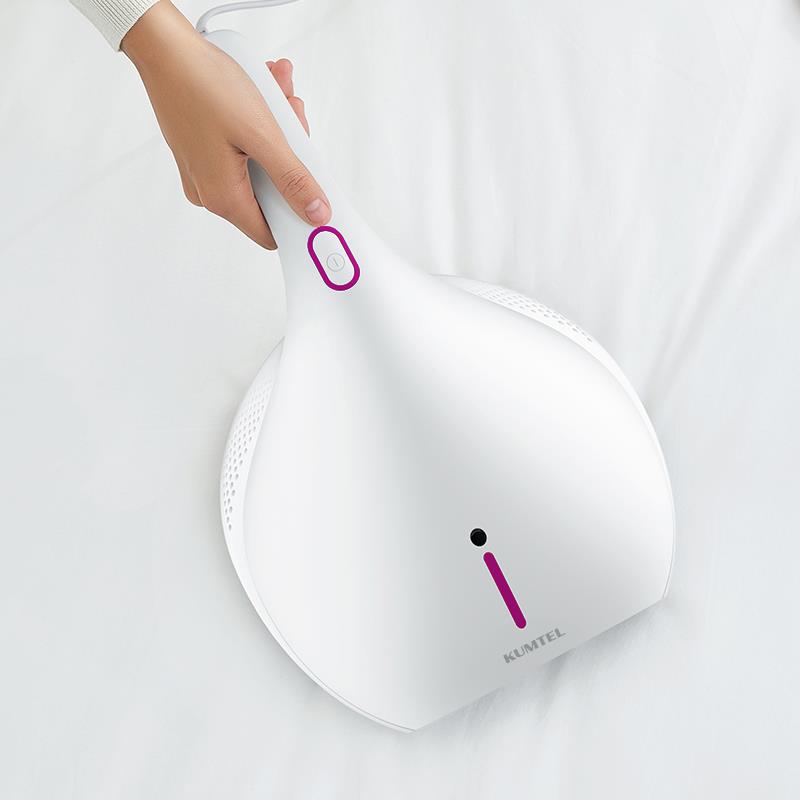 Aspirator anti-acarieni Kumtel HMVC-01,450 W, 8.000 vibratii/min, lampa UV, aer cald, 4 roti, alb
