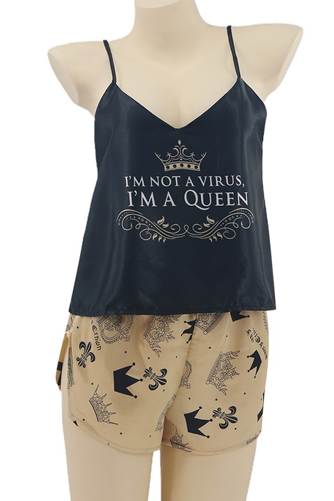 Set pijama doua piese, maiou si pantaloni scurti TY-SD189negru 92088, Negru