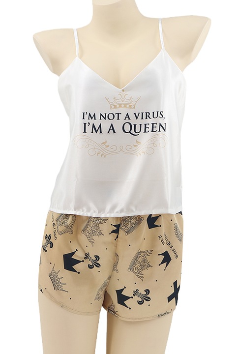 Set pijama din doua piese, maiou si pantaloni scurti, TY-SD189, alb, XL