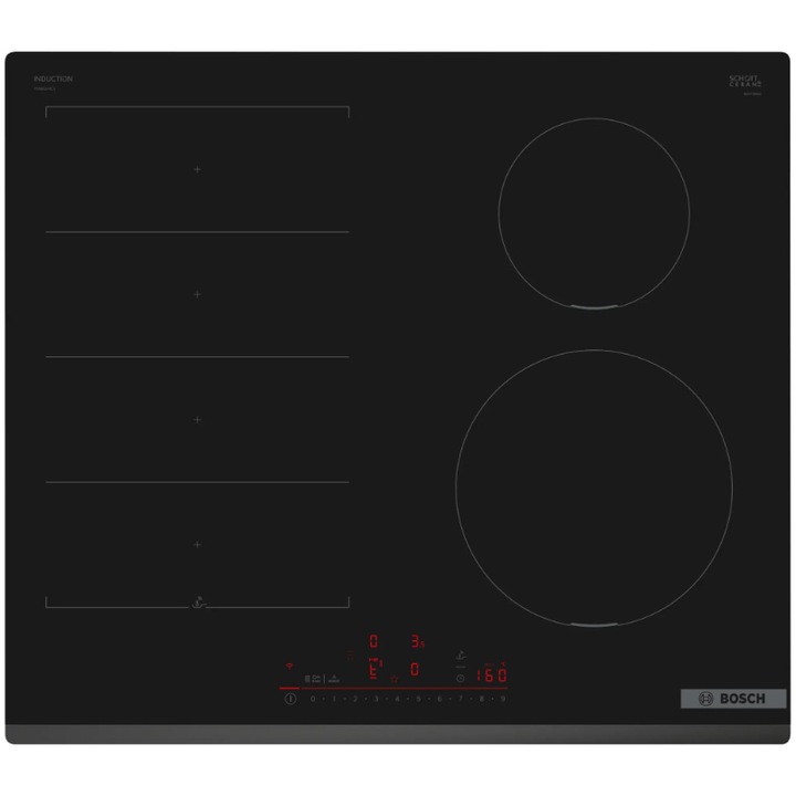 Плот за вграждане Bosch PIX631HC1E, Индукция, 4 зони за готвене, Flex Zone, Home Connect, Power Boost, 60 см, Черен