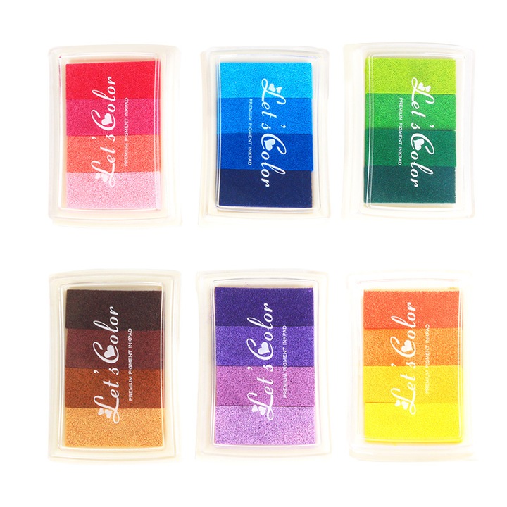 Set 6 stampile cerneala, BOMSTOM, Plastic/Burete, Multicolor
