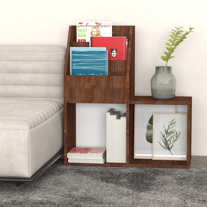 VidaXL barna tölgyszínű szerelt fa újságtartó gyerekeknek 71x30x78, 5cm (339521)