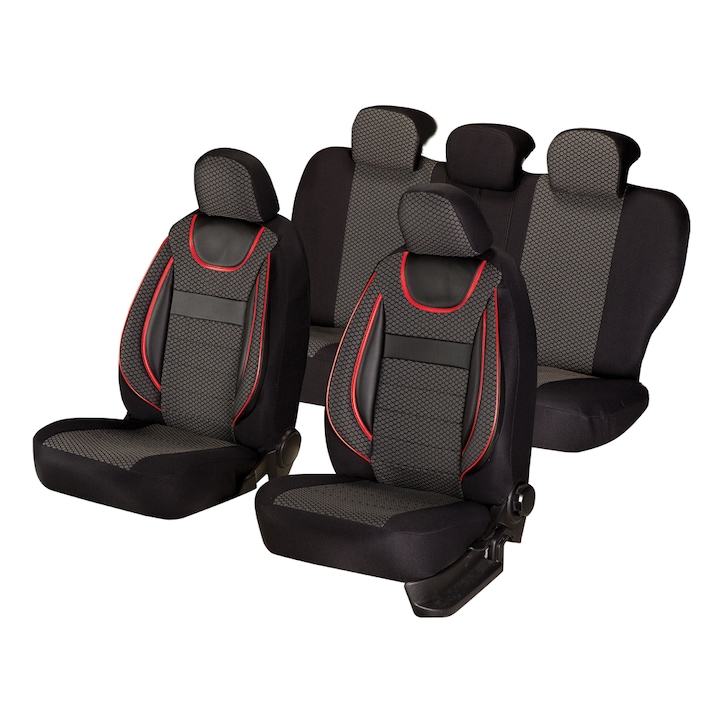 Калъфи за автомобилни седалки Smartic® Dynamic от 11 части, съвместими с въздушни възглавници, сгъваеми, 3 слоя материал, черни