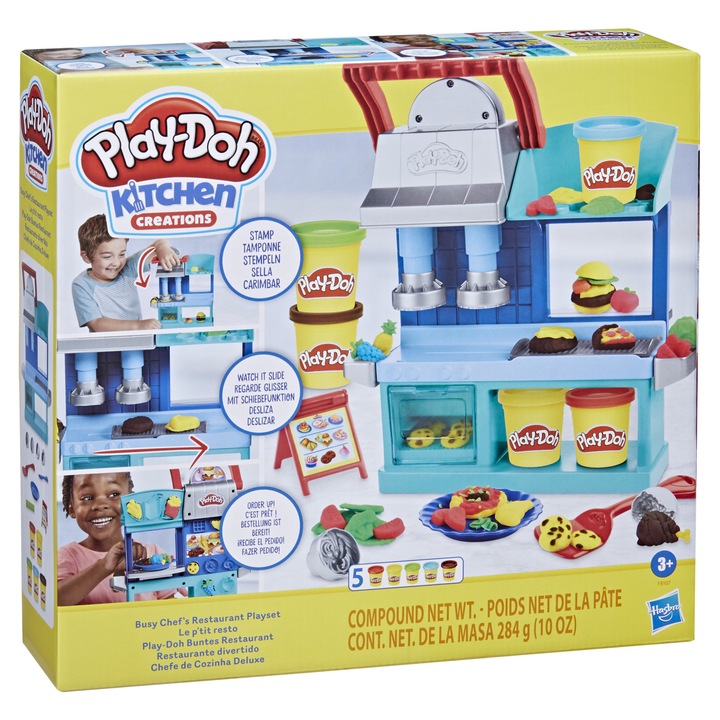 Play-Doh Kitchen Creations - Busy Chef étterem készlet, 5 doboz