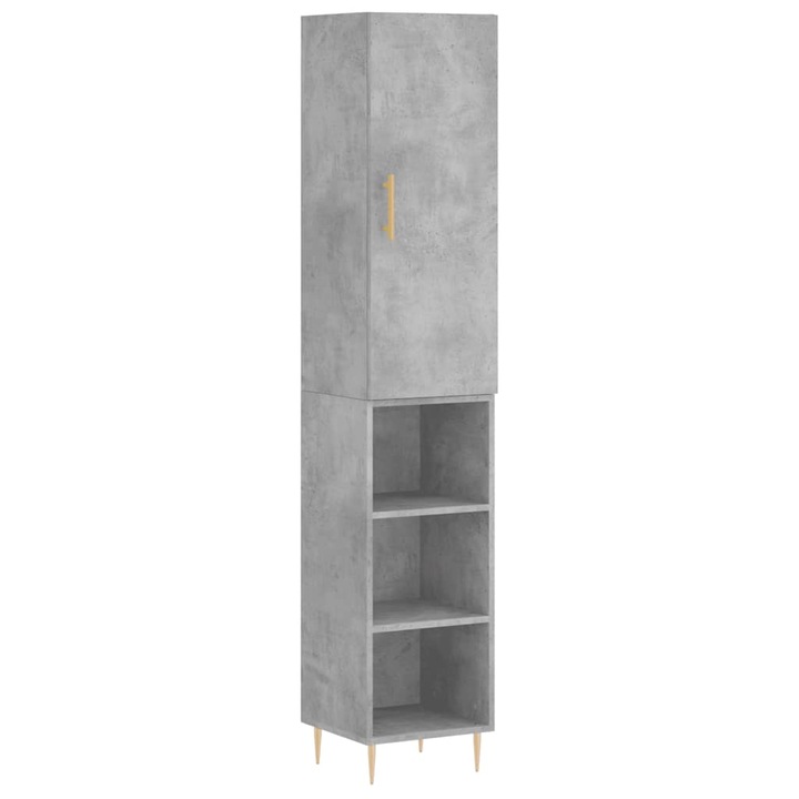 Dulap inalt vidaXL, gri beton, 34,5x34x180 cm, lemn prelucrat, 26.6 kg