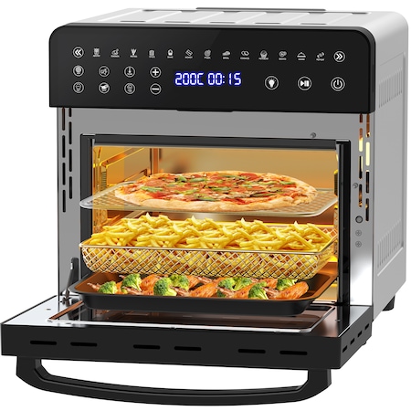 Friteuza cu aer cald 1502D, mini cuptor 15L Airfryer, 1800.00 W, Functie DIY, 13 programe de gatit, sanatoasa fara ulei