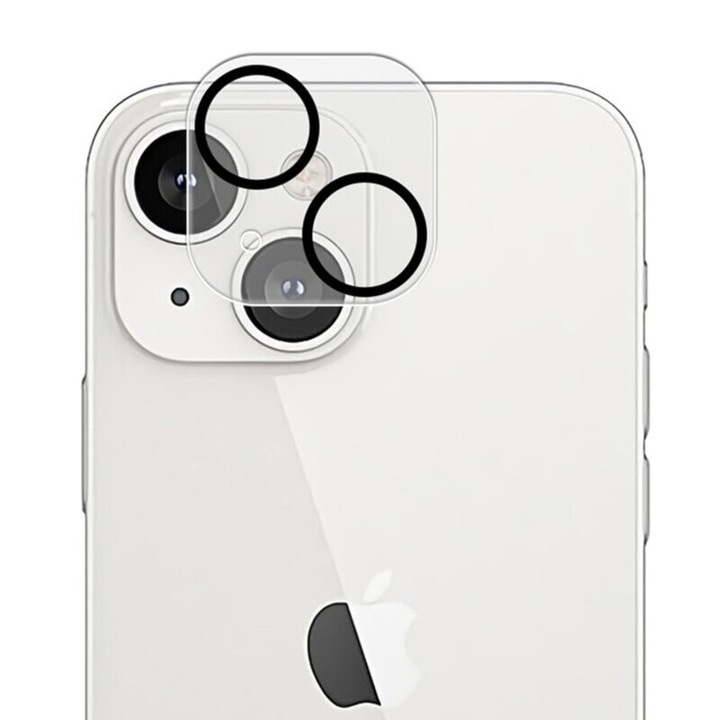 Folie Sticla pentru Camera Apple iPhone 15 / 15 Plus, Full Glue, Negru