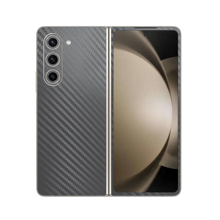 iSkinz Folie Samsung Galaxy Z Fold 5 telefonhoz – szénfekete, 360 fokos vágás, teljes testet fedő, tapadó bőr, hát- és oldalvédő tok