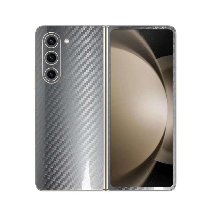 iSkinz Folie Samsung Galaxy Z Fold 5 telefonhoz – szénszürke ezüst 360 szabású, teljes testet fedő tapadó bőr, hát- és oldalvédő tok