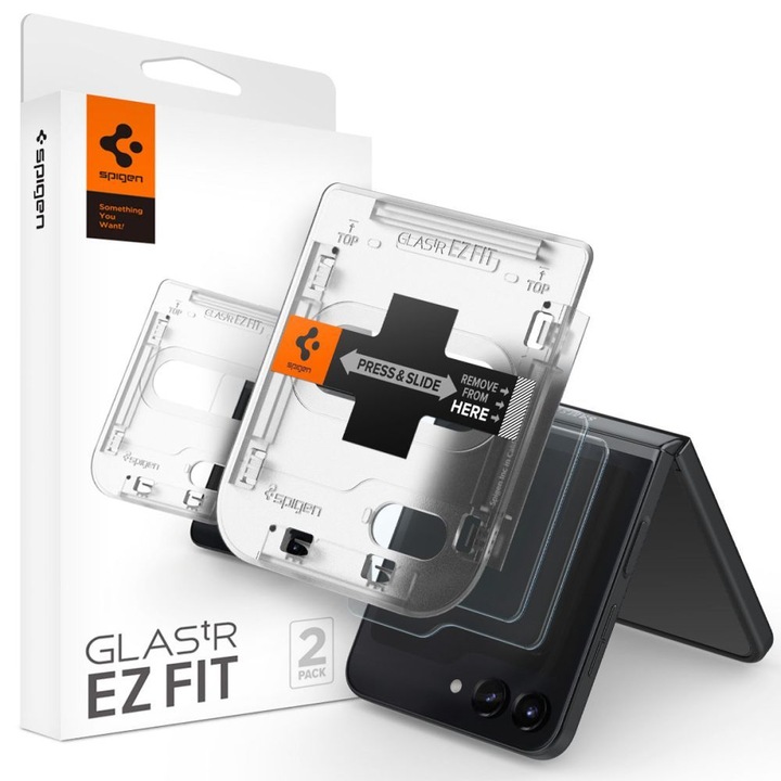 Стъклен протектор Spigen Glas. TR, Ez Fit, 2-Pack за Samsung Galaxy Z Flip 5, Clear