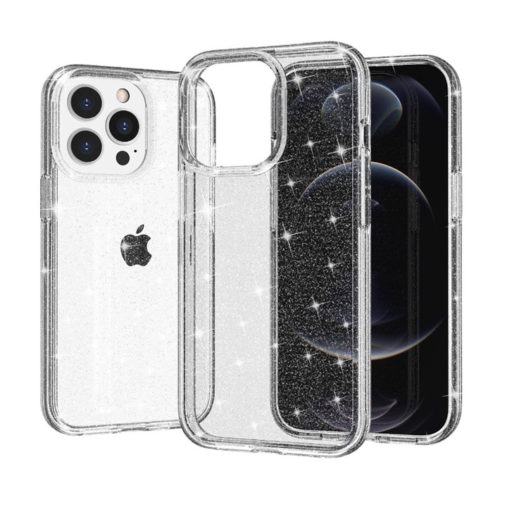 Telefontok iPhone 15 Pro Max - Glitter - átlátszó csillámos hátlap tok