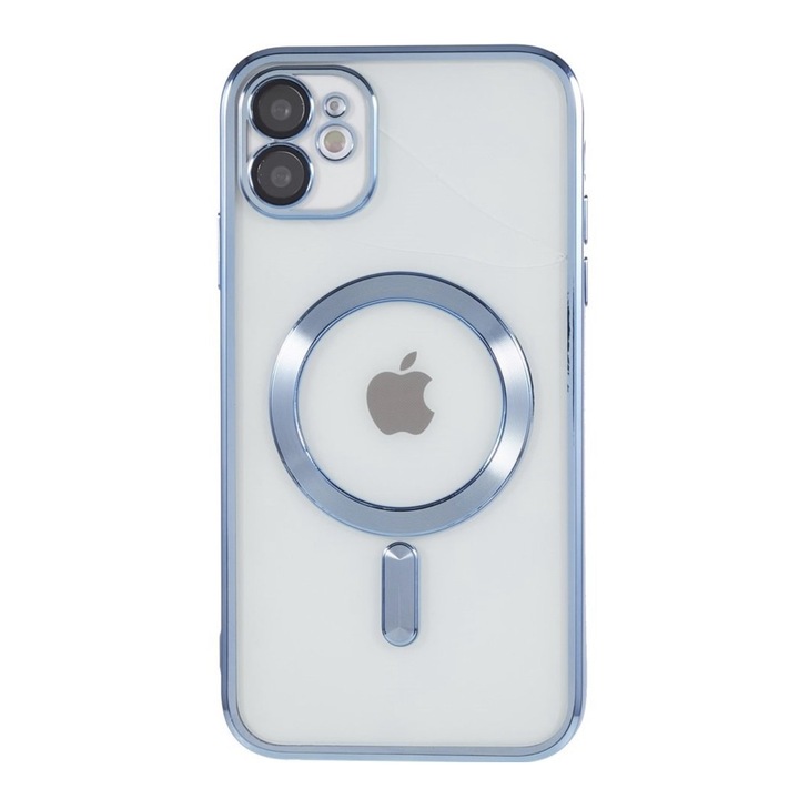 Szilikon tok Ultra-Soft fémezett élekkel, Luxury Magsafe, kompatibilis az iPhone 12 / Blue készülékkel