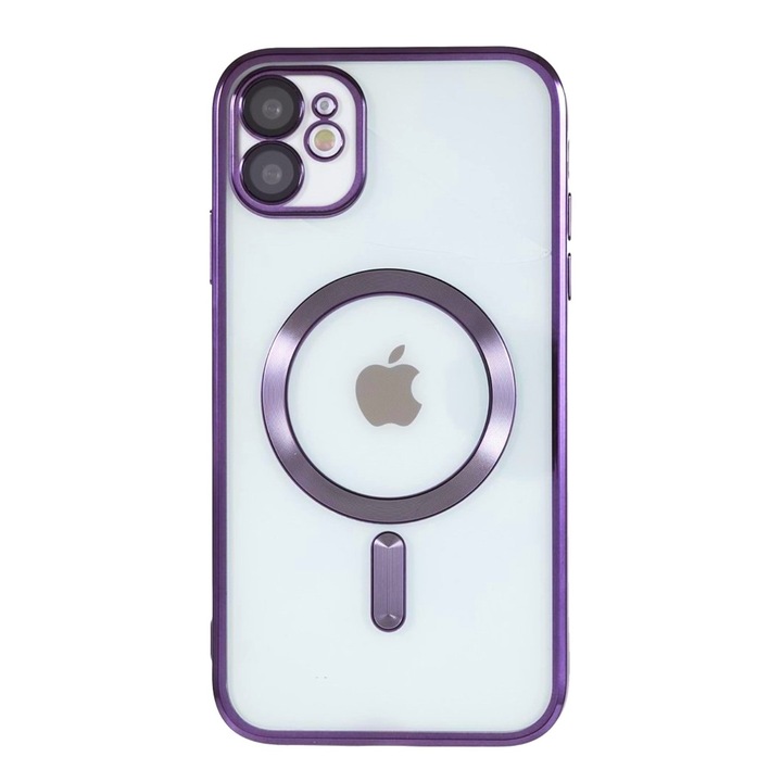 Szilikon tok fémezett élekkel Ultra-Soft, Luxury Magsafe, kompatibilis az iPhone 11-el / Purple