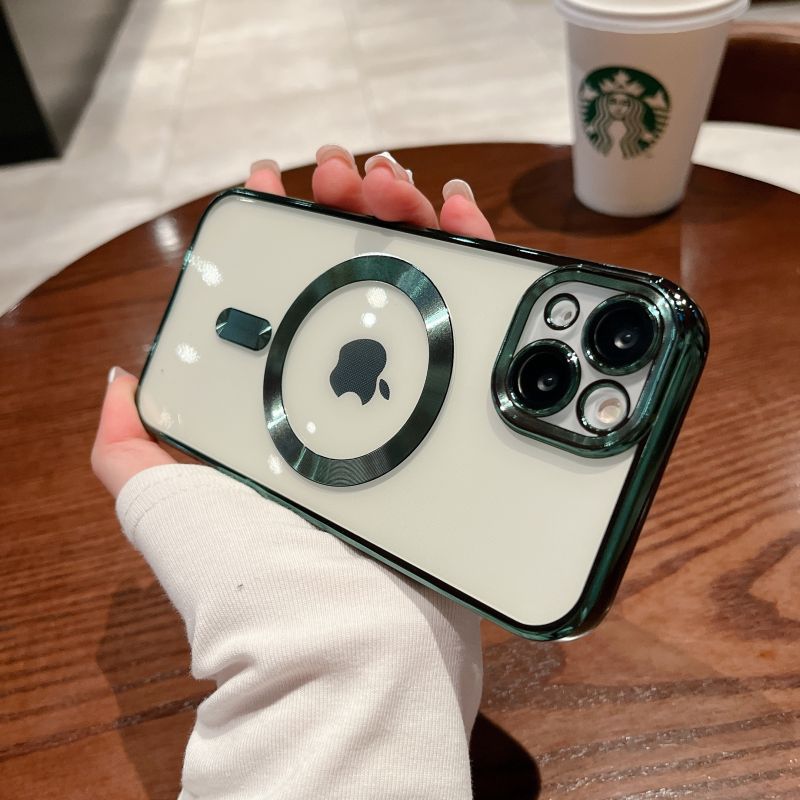Husa din silicon cu margini metalizate Ultra-Soft, Luxury Magsafe, compatibila cu iPhone 11 / Verde