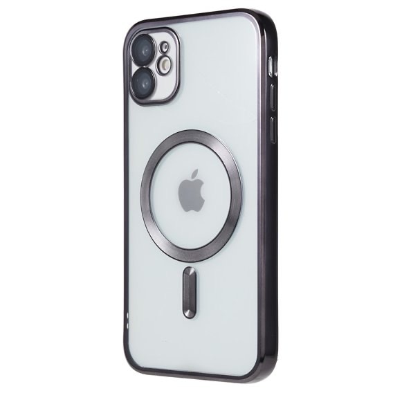 Husa din silicon cu margini metalizate Ultra-Soft, Luxury Magsafe, compatibila cu iPhone 11 / Negru
