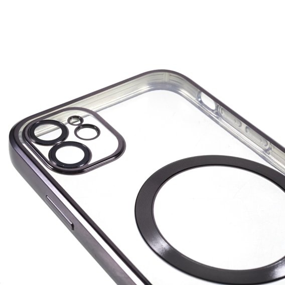 Husa din silicon cu margini metalizate Ultra-Soft, Luxury Magsafe, compatibila cu iPhone 11 / Negru